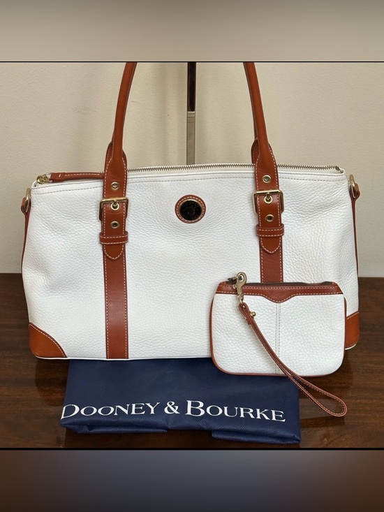 Dooney & Bourke Handbags - Dooney & Bourke Winter White and Tan Satchel w/Coin Pouch